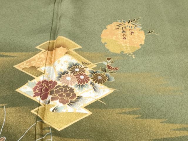 平和屋着物●訪問着 雪輪草花文 暈し染め 金銀彩 正絹 逸品 未使用 CABJ5084hy