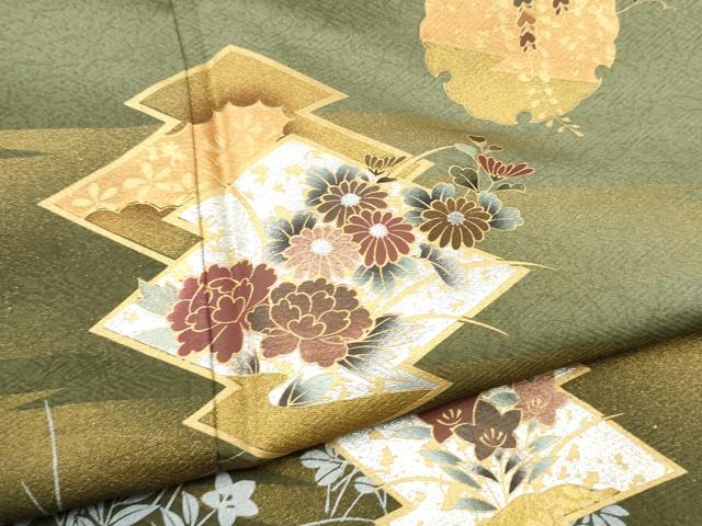 平和屋着物●訪問着 雪輪草花文 暈し染め 金銀彩 正絹 逸品 未使用 CABJ5084hy