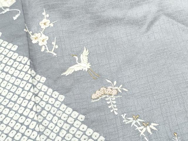 平和屋着物●訪問着 総刺繍 絞り 飛鶴松竹梅 暈し染め 金糸 正絹 逸品 CABJ5085hy
