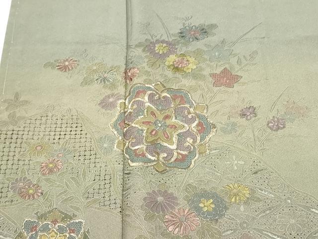 平和屋着物●中国三大刺繍 スワトウ刺繍 総刺繍 訪問着 正倉院花文 暈し染め 金糸 正絹 逸品 未使用 CABJ5089hy