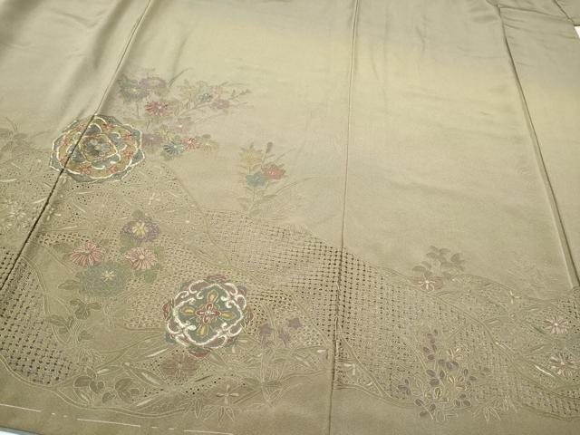 平和屋着物●中国三大刺繍 スワトウ刺繍 総刺繍 訪問着 正倉院花文 暈し染め 金糸 正絹 逸品 未使用 CABJ5089hy