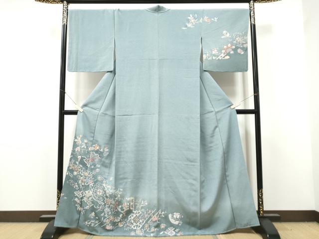 平和屋着物●中国三大刺繍 スワトウ刺繍 総刺繍 訪問着 地紙更紗花文 暈し染め 金糸 正絹 逸品 未使用 CABJ5090hy
