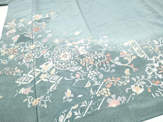 平和屋着物●中国三大刺繍 スワトウ刺繍 総刺繍 訪問着 地紙更紗花文 暈し染め 金糸 正絹 逸品 未使用 CABJ5090hy