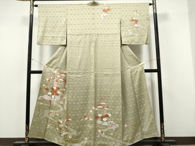 平和屋着物●訪問着 刺繍 屏風松竹梅花文 金彩 正絹 逸品 CABJ5091hy