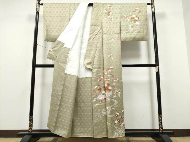 平和屋着物●訪問着 刺繍 屏風松竹梅花文 金彩 正絹 逸品 CABJ5091hy