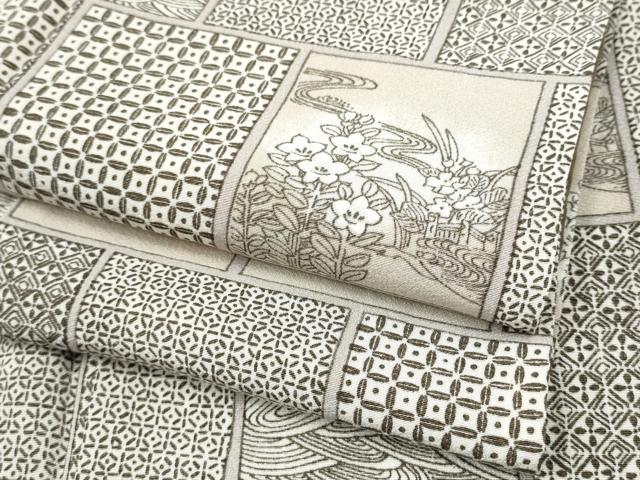平和屋着物●上質な小紋 流水吉祥花文 正絹 逸品 未使用 CABJ5092hy