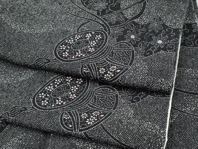 平和屋着物●上質な小紋 鮫小紋柄 鼓花文 鬼しぼ縮緬 正絹 逸品 未使用 CABJ5098hy