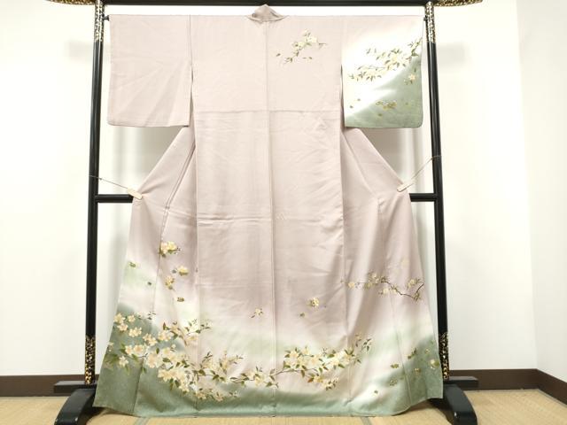 平和屋着物●漆工芸作家 金森一博 訪問着 枝花文 暈し染め 金彩 正絹 逸品 CABJ5100hy