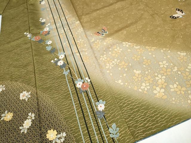 平和屋着物●訪問着 花蝶文 暈し染め 金銀彩 正絹 逸品 CABJ5102hy