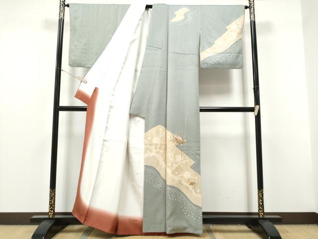 平和屋着物●訪問着 絞り 刺繍 地紙花文 金彩 ますいわ屋扱い 正絹 逸品 CABJ5111hy