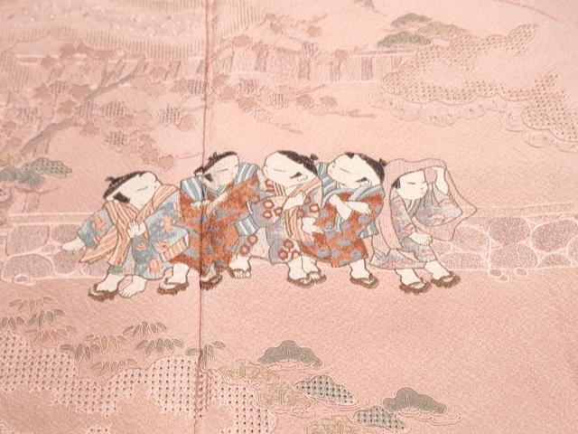 平和屋着物●中国三大刺繍 スワトウ刺繍 総刺繍 訪問着 童子遊び 暈し染め 正絹 逸品 未使用 CABJ5113hy
