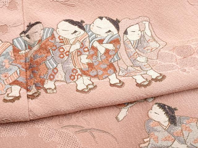 平和屋着物●中国三大刺繍 スワトウ刺繍 総刺繍 訪問着 童子遊び 暈し染め 正絹 逸品 未使用 CABJ5113hy