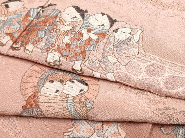 平和屋着物●中国三大刺繍 スワトウ刺繍 総刺繍 訪問着 童子遊び 暈し染め 正絹 逸品 未使用 CABJ5113hy