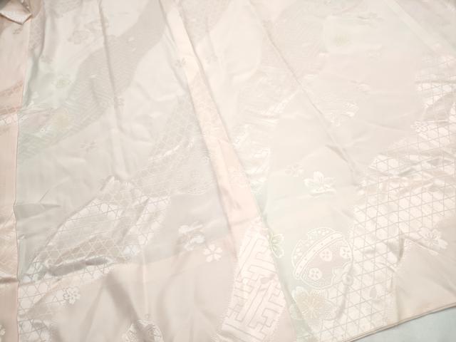 平和屋着物●振袖用長襦袢 無双仕立て 舞桜鈴地紋 暈し染め 正絹 逸品 CABJ5119hy
