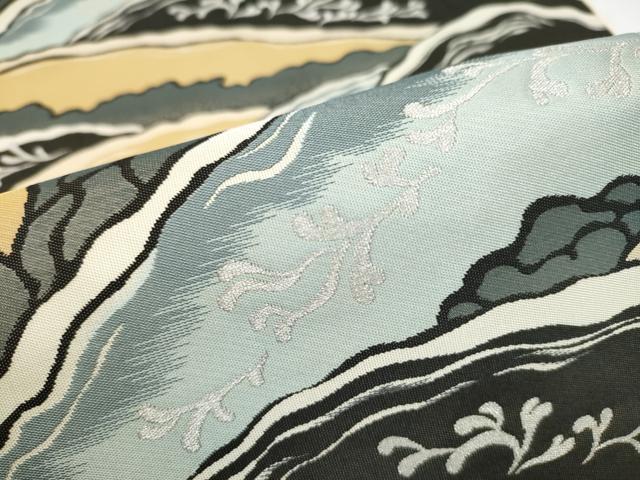 平和屋着物●西陣 木野織物 菱屋善兵衛謹製 六通柄袋帯 流水文 銀糸 正絹 逸品 CABJ5131hy