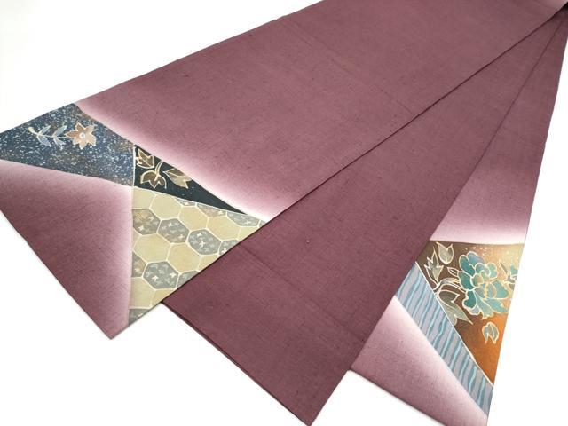 平和屋着物●太鼓柄袋帯 紬地 切嵌花文 金彩 正絹 逸品 CABJ5133hy