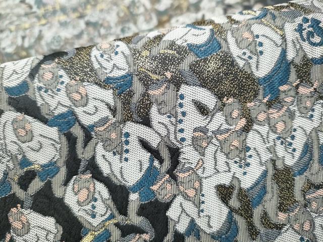 平和屋着物●六通柄袋帯 人物文 金糸 正絹 逸品 CABJ5141hy