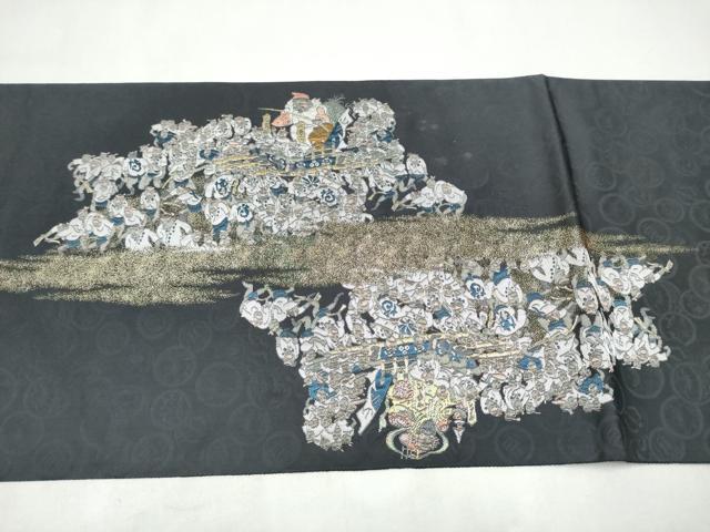 平和屋着物●六通柄袋帯 人物文 金糸 正絹 逸品 CABJ5141hy