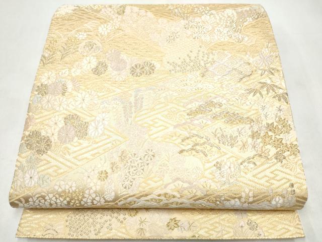 平和屋着物●六通柄袋帯 唐織 草花文 金糸 正絹 逸品 CABJ5145hy