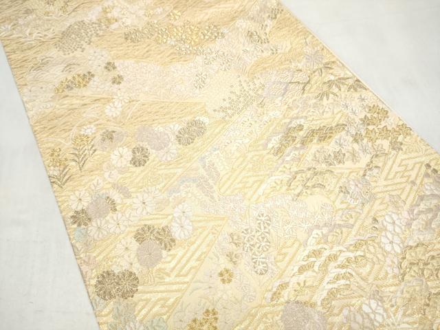 平和屋着物●六通柄袋帯 唐織 草花文 金糸 正絹 逸品 CABJ5145hy
