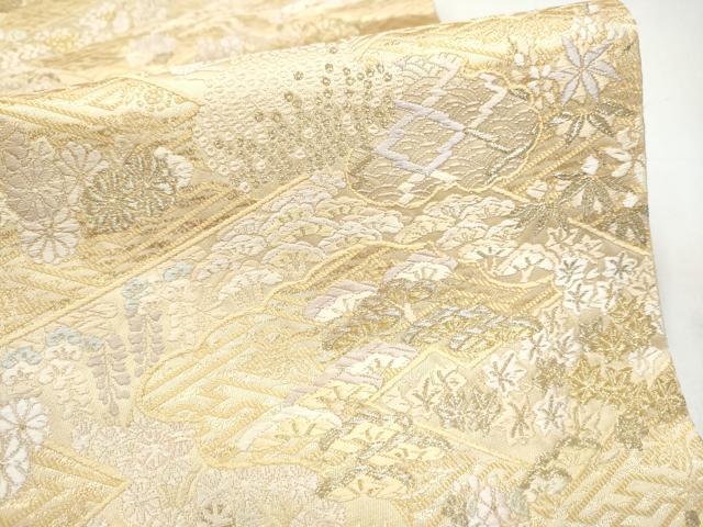 平和屋着物●六通柄袋帯 唐織 草花文 金糸 正絹 逸品 CABJ5145hy