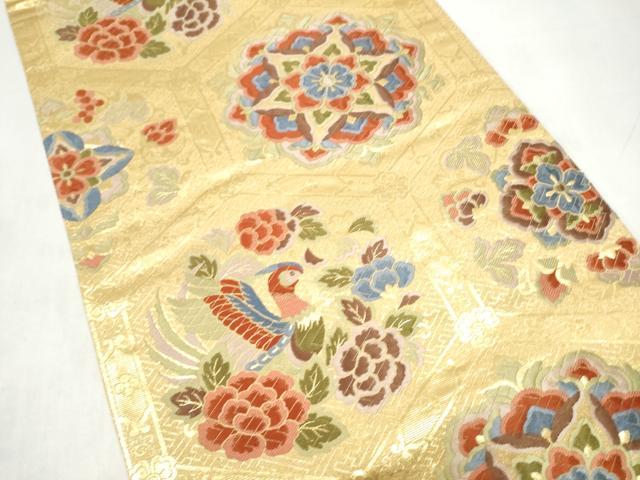 平和屋着物●六通柄袋帯 唐織 正倉院花鳥文 金糸 正絹 逸品 CABJ5149hy