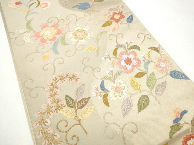 平和屋着物●六通柄袋帯 唐織 花唐草文 金糸 正絹 逸品 CABJ5156hy