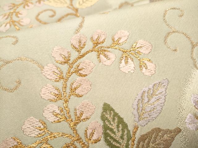 平和屋着物●六通柄袋帯 唐織 花唐草文 金糸 正絹 逸品 CABJ5156hy