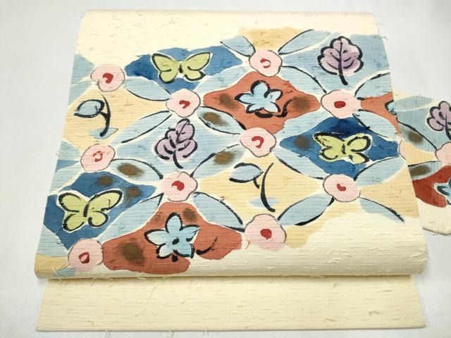 平和屋着物●九寸名古屋帯 作家物 髭紬 辻が花 正絹 逸品 CABJ5170hy