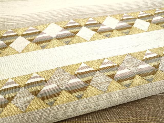 平和屋着物●太鼓柄袋帯 すくい織 横段文 金糸 正絹 逸品 CABJ5184hy