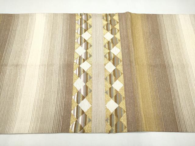 平和屋着物●太鼓柄袋帯 すくい織 横段文 金糸 正絹 逸品 CABJ5184hy