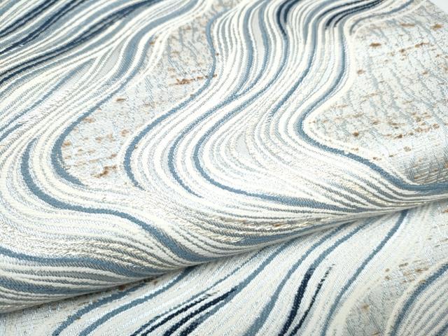 平和屋着物●六通柄袋帯 ぜんまい紬 藍染苑 流水文 銀糸 正絹 逸品 CABJ5187hy