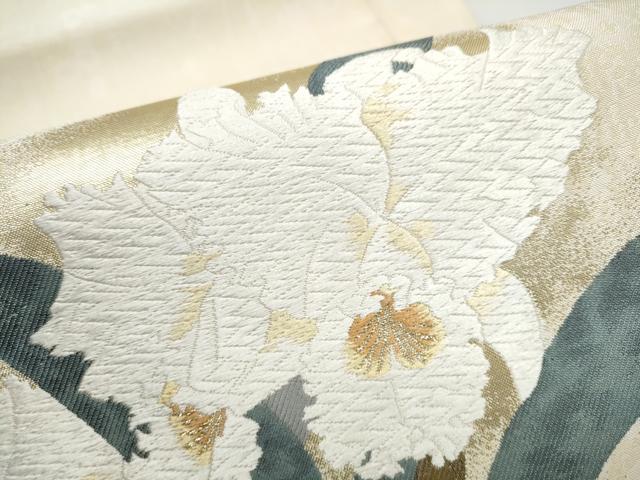 平和屋着物●西陣 とみや織物謹製 とみや帯 太鼓柄袋帯 草花文 金糸 証紙付き 正絹 逸品 CABJ5196hy