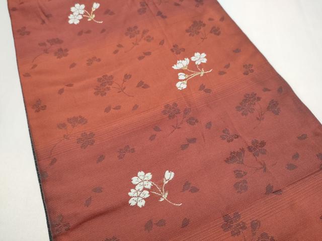 平和屋着物●両面 六通柄袋帯 モール織 薔薇 金糸 正絹 逸品 CABJ5198hy