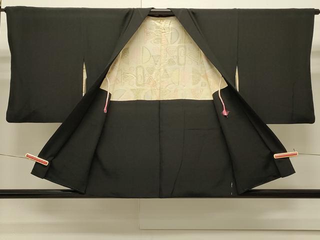 平和屋着物#羽織 寿光織 エ霞枝垂れ花文 黒地 金銀糸 正絹 逸品 CABJ5216in