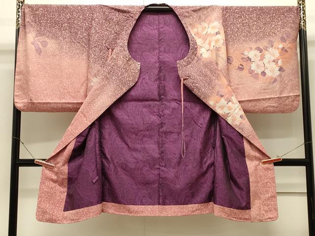 平和屋着物#コート作家 三本賢 道行コート 草花文 暈し染め ロング丈 正絹 逸品 CABJ5231in