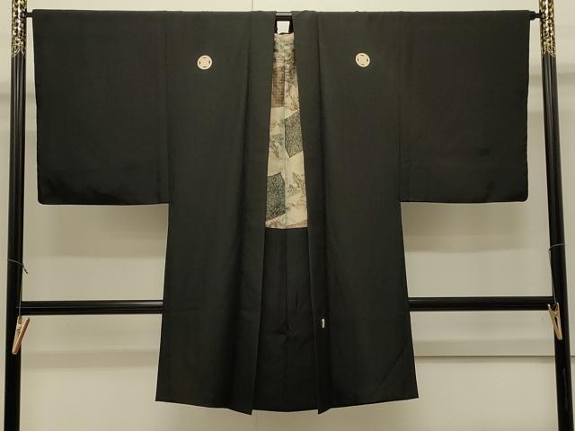 平和屋着物#男性 長羽織 黒紋付き 正絹 逸品 CABJ5237in