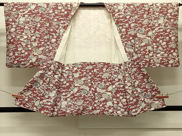 平和屋着物#道行コート 流水草花文 洗える着物 CABJ5259in
