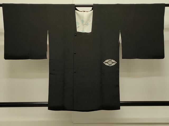 平和屋着物#中国三大刺繍 総相良刺繍 道行コート 花菱文 黒地 正絹 逸品 CABJ5262in