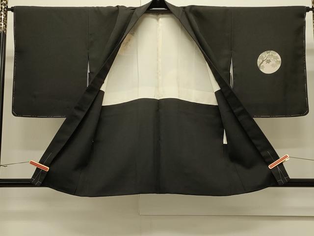 平和屋着物#羽織 刺繍 草花丸文 黒地 金彩 正絹 逸品 CABJ5267in