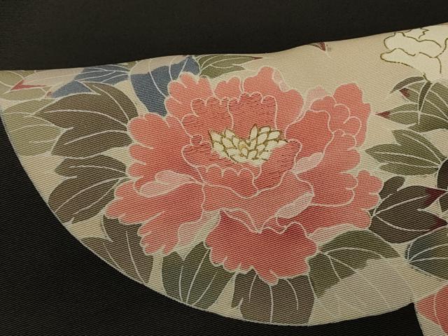 平和屋着物#羽織 刺繍 草花丸文 黒地 金彩 正絹 逸品 CABJ5267in