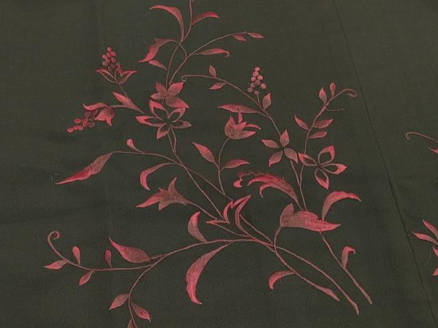 平和屋着物#羽織 総刺繍 枝花文 黒地 正絹 逸品 CABJ5294in