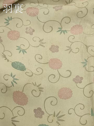 平和屋着物#羽織 色無地 風景樹林地紋 草色 正絹 逸品 CABJ5306in