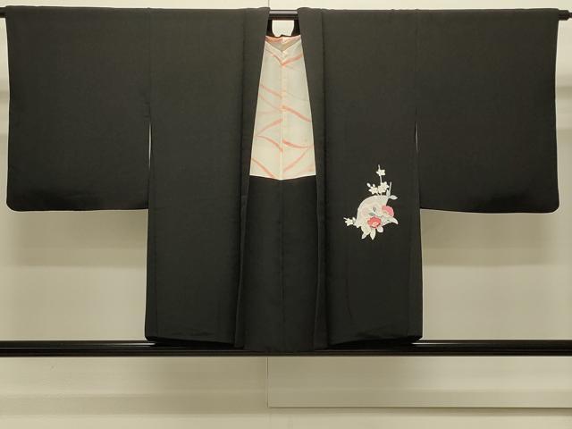 平和屋着物#羽織 友禅 籬草花文 黒地 正絹 逸品 CABJ5315in