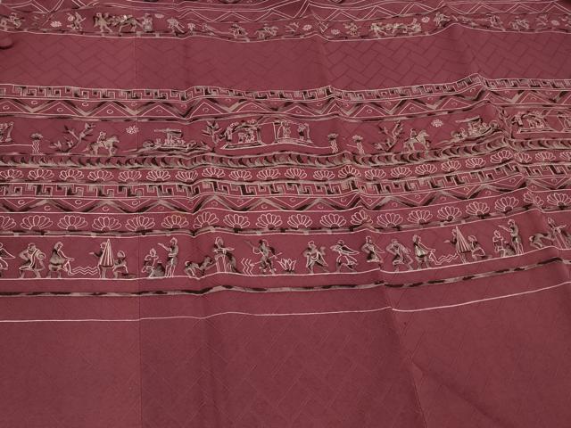 平和屋着物#道行コート 壁画文様 正絹 逸品 CABJ5336in