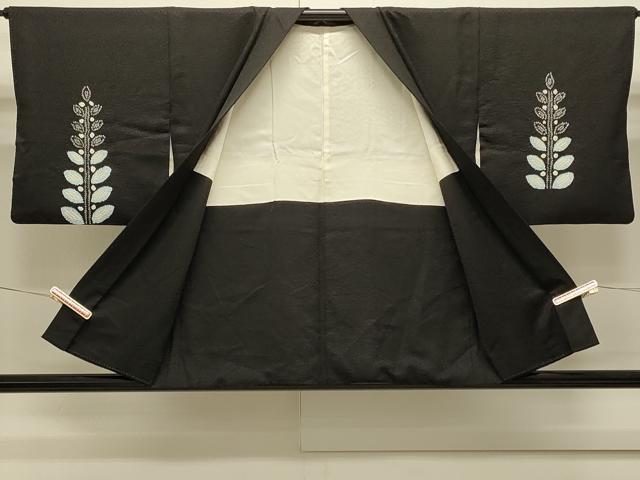 平和屋着物#羽織 絞り 草木文 黒地 正絹 逸品 CABJ5342in