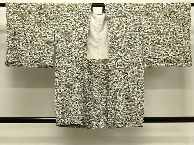 平和屋着物#羽織 型染め 流水風景花文 正絹 逸品 CABJ5351in