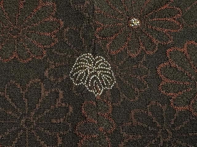 平和屋着物#羽織 菊づくし 黒地 金糸 正絹 逸品 CABJ5355in