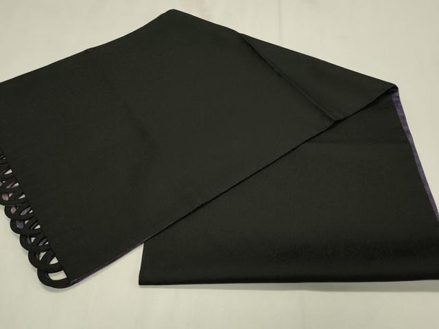 平和屋着物#道行コート リバーシブル 草花文 黒地 ショール付き ロング丈 正絹 逸品 未使用 CABJ5368in