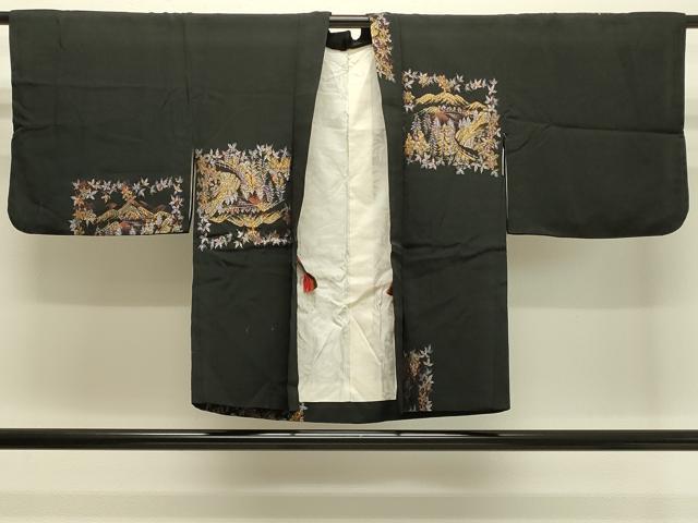 平和屋着物#羽織 寿光織 風景文 黒地 金銀糸 正絹 逸品 CABJ5377in